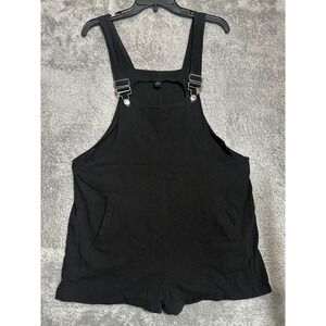 ANRABESS Shortall OverallsWomens Large Black LinenBlend AdjustableStraps Pockets